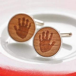 personalised wooden handprint cufflinks by maria allen boutique