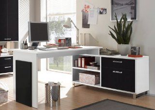 Bro Schreibtisch Kombination Manager mit Sideboard, Schwarz / Wei: Küche & Haushalt