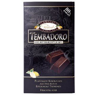 Rausch Tembadoro Edel Bitter Schokolade, 250 g Tafel, Kakao: 80 % , 1er Pack (1 x 250 g): Lebensmittel & Getrnke