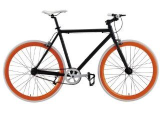 Black/orange Fixie Road Bike Aluminum Alloy Bicycle Fixed Gear Single Speed 50cm : Sports & Outdoors