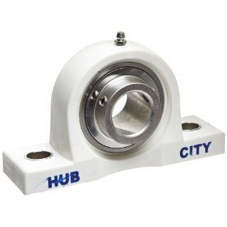 Hub City PB251CTWX1 1/4 Pillow Block Mounted Bearing, Normal Duty, High Shaft Height, Relube, Setscrew Locking Collar, Wide Inner Race, Composite Housing, Stainless Insert, 1 1/4" Bore, 1.94" Length Through Bore, 1.875" Base To Height Indus