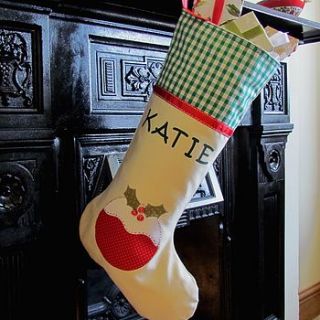 personalised christmas stocking: pudding by sara perry designs