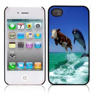 Dolphins Marine Animal Hard Plastic and Aluminum Back Case For Apple iphone 4 iphone 4S With 3 Pieces Screen Protectors: Cell Phones & Accessories
