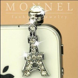 ip256 Luxury Crystal Paris Tower Anti Dust Plug Cover Charm For iPhone Android: Cell Phones & Accessories