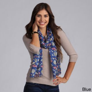 Womens Blue And Strawberry Floral Print Scarf