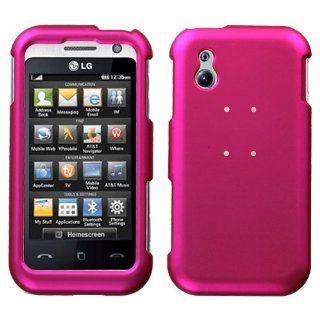 Hard Plastic Snap on Cover Fits LG GT950 Arena Titanium Solid Hot Pink Rubberized AT&T: Cell Phones & Accessories