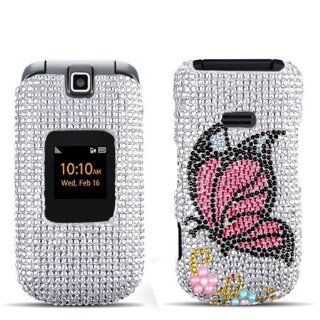 Rhinestones Protector Case for Samsung Factor SPH M260, Monarch Butterfly Full Diamond: Cell Phones & Accessories