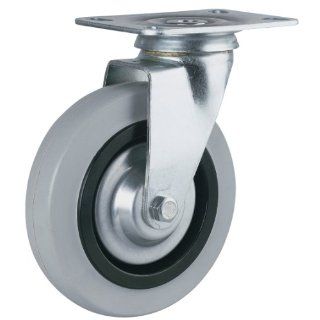 Revvo Caster Sovereign Series Plate Caster, Swivel, Rubber Wheel, 264 lbs Capacity, 4" Wheel Dia, 1 3/16" Wheel Width, 5" Mount Height, 4" Plate Length, 3 1/8" Plate Width: Industrial & Scientific