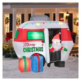 CHRISTMAS DECORATION LAWN YARD INFLATABLE SANTA CLAUSE WITH CAMPER 5.5' TALL : Outdoor Decor : Patio, Lawn & Garden