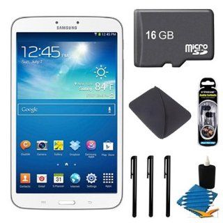 Samsung Galaxy Tab 3 (8 Inch, White) SM T3100ZWYXAR Ultimate Bundle   Includes tablet, 16GB Micro SDHC Card, Noise Isolation Earbuds, Deluxe Neoprene Case, 3 Universal Touch Screen Stylus Pens with Pocket Clip, and 3pc. Lens Cleaning Kit: Computers & A