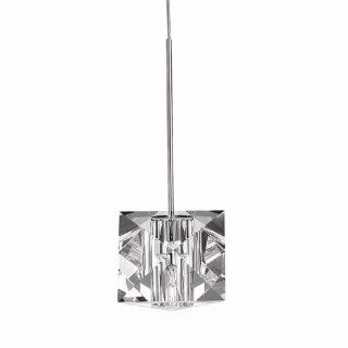 WAC Lighting MP 940 CL/BN Prisma Collection 1 Light Monopoint Pendant, Brushed Nickel with Clear Optical Crystal Glass Shade   Ceiling Pendant Fixtures  