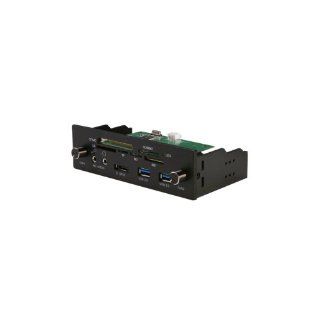 ZE C288 Black Aluminum Panel 5.25" Bay All in one USB 2.0 Card Reader with USB 3.0/e SATA Port/HD Audio Ports and two Fan Controllers: Computers & Accessories