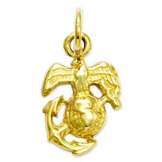 14K Yellow Gold US Marine Corps Emblem Charm Jewelry