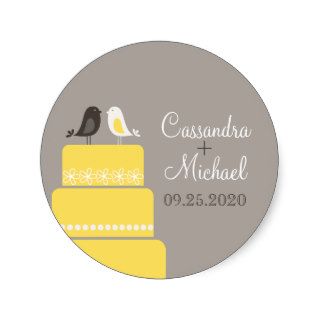 Birds and Cake Round Stickers