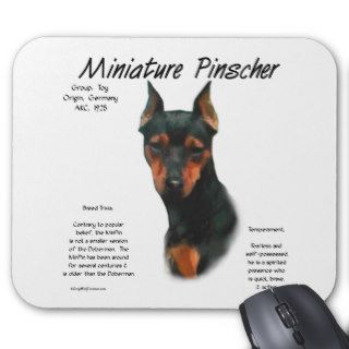 Miniature Pinscher (blk/rust) History Design Mouse Pads