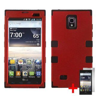 LG SPECTRUM 2 VS930 RED BLACK RIBCAGE HYBRID COVER HARD GEL CASE +FREE SCREEN PROTECTOR from [ACCESSORY ARENA]: Cell Phones & Accessories