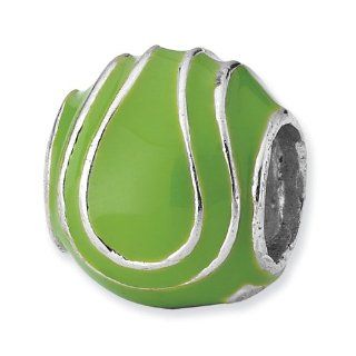 Sterling Silver Enameled Tennis Ball Charm Bead Fits Pandora Chamilia Biagi Bracelet: Jewelry