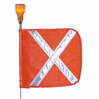 Flagstaff FS6 Safety Flag with Reflective X and Light, Threaded Hex Base, 12" Overall Length, 11" Overall Width, Orange (Pack of 1): Science Lab Safety Flags: Industrial & Scientific