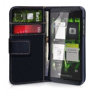 New BlackBerry Z10 Black Executive PU Leather Flip Case / Wallet / Cover Card Money Holder With Screen Protector by InventCase: Cell Phones & Accessories