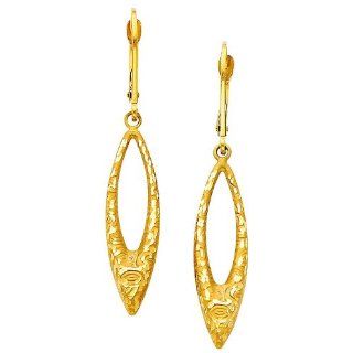 14K Yellow Gold Fancy Dangle Hanging Earrings for Women: Jewelry