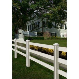 Wambam Traditional 7' X 4' Premium Vinyl 3 rail Ranch style Fence Panel with Post and Cap, 2 pk   White : Outdoor Decorative Fences : Patio, Lawn & Garden