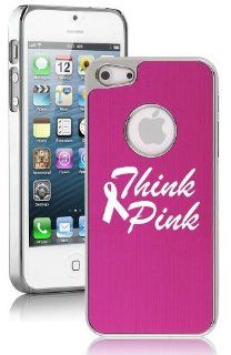 Apple iPhone 5 5S Hot Pink 5E2017 Aluminum Plated Chrome Hard Back Case Cover Think Pink Breast Cancer Awareness: Cell Phones & Accessories