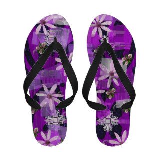 Purple Flower Pattern Flip Flop Summer Thongs Flip Flops