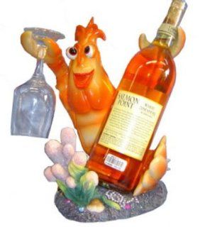 JBJ Lobster Wine Bottle and Glass Holder: Tabletop Wine Racks: Kitchen & Dining