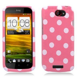 Aimo HTCONESPCPD304 Trendy Polka Dot Hard Snap On Protective Case for HTC One S   Retail Packaging   Light Pink/White: Cell Phones & Accessories