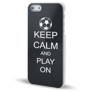 Apple iPhone 5 5S Black 5C344 Aluminum Plated Hard Back Case Cover Keep Calm and Play On Soccer: Cell Phones & Accessories