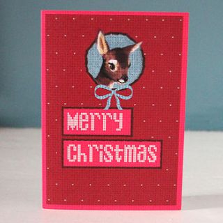 christmas card cross stitch bambi by madame chalet
