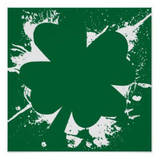 Irish Shamrock Splatter Poster