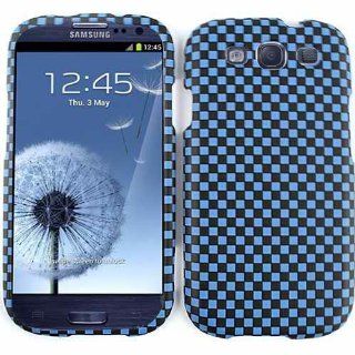 Cell Armor I747 SNAP 3D309 Snap On Case for Samsung Galaxy SIII   Retail Packaging   3D Embossed, Blue/Black Checkers Cell Phones & Accessories