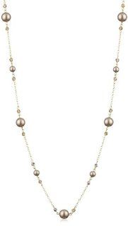 Jamie Kole "Petals" 14k Gold Fill, Swarovski Crystal and Pearl Long Necklace: Jewelry