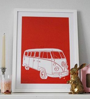 camper van art print   two colours by pearl and earl