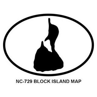 Block Island Map Oval Bumper Sticker: Automotive