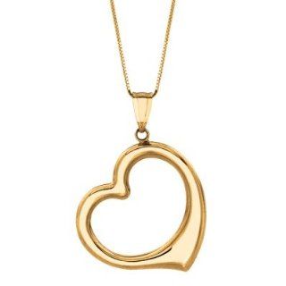 HEART PENDANT. Lovely 14 Karat Yellow Gold Open Heart Pendant Necklace with 16" Chain: Jewelry