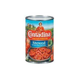 Contadina Roma Style Stewed Tomatoes Onion Celery & Green Peppers 14.5 oz (Pack of 12) : Canned And Jarred Stewed Tomatoes : Grocery & Gourmet Food