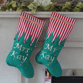 personalised elf christmas stocking by cherish handmade