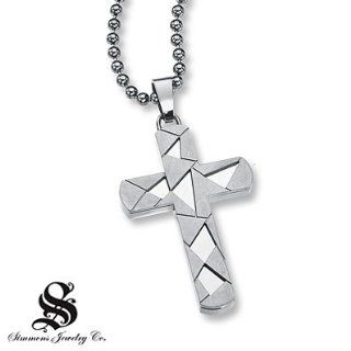 Simmons Jewelry Co. Men's Cross Necklace Diamond Accent Stainless Steel: Jewelry Products: Jewelry