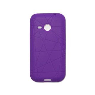 Fashionable Perfect Fit Soft Silicon Gel Protector Skin Cover (Faceplate/Snap On) Rubber Cell Phone Case with Screen Protector for HTC Droid Eris ADR6200 Verizon   Purple Cell Phones & Accessories