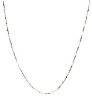 14k White Gold .5mm Light Box Chain Necklace, 16" Jewelry