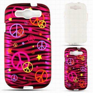 Cell Armor SAMI747 PC JELLY TE322 S Hybrid Fit On Jelly Case for Samsung Galaxy S3   Retail Packaging   Trans. Peace Signs on Pink Zebra: Cell Phones & Accessories