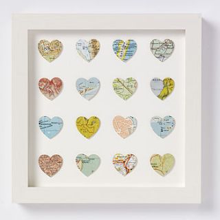 love heart vintage map art by bombus