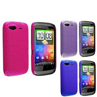eForCity 3 Packs Meshed Rear Case Combo compatible with HTC Desire S / Desire 2, Pink / Purple / Blue: Cell Phones & Accessories