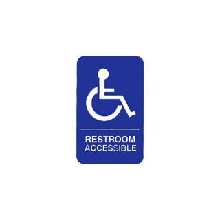 Tablecraft 695622 Self Adhesive Restroom/Accessible Braille/Tactile Sign with Handicapped Symbol, White/Blue, 6 by 9 Inch: Kitchen & Dining