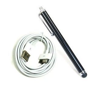 Cosmos premium set with Black Stylus/styli Touch Screen cellphone Pen for iPhone 4 4s 3 3Gs iPod/iPad 2 3 plus 6 feet white USB cable for Iphone4 4S 3G iPad 2 3 + Cosmos Cable Tie: Cell Phones & Accessories