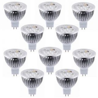 Lot of 10 Dimmable 12V 4W MR16 LED Bulbs   3200K Warm White LED Spotlights   50Watt Equivalent   330 Lumen 45 Degree Beam Angle   Ceiling Pendant Fixtures  