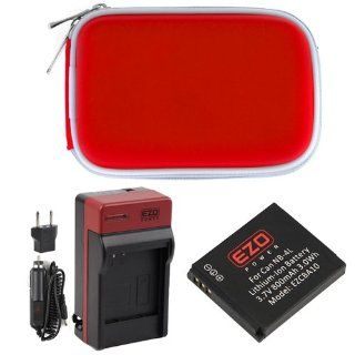 EZOPower Battery + Travel Charger with EU / Car Adapter + Red Compact Case for Canon PowerShot ELPH 330 HS, ELPH 300 HS, SD780 IS Digital Camera  Digital Camera Accessory Kits  Camera & Photo