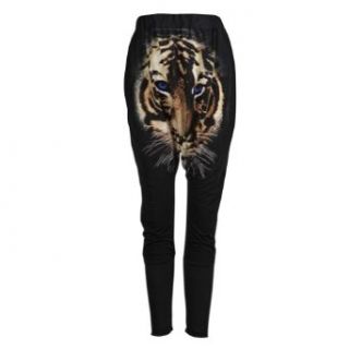Chicnova Women's Tiger Print Elastic Harem Pants One Size Black at  Womens Clothing store
